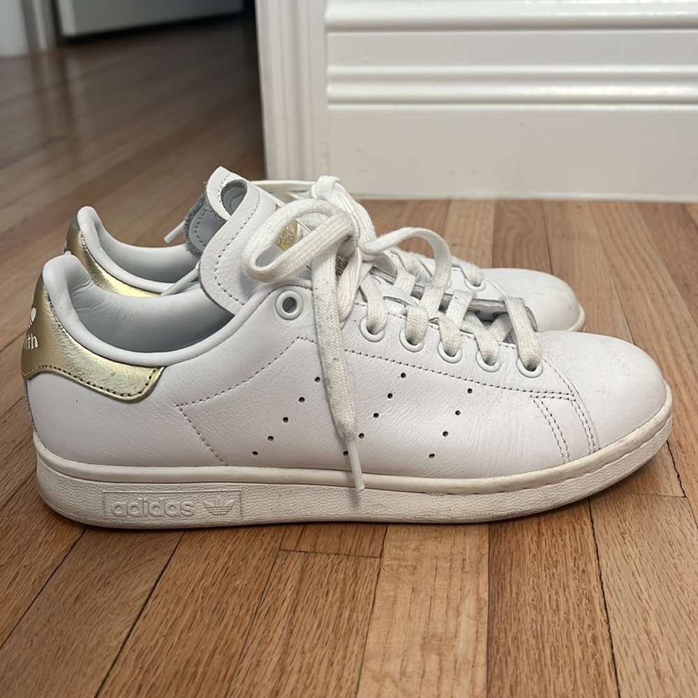 Adidas Stan Classic Smith Sneakers White and Gold Size 6.5